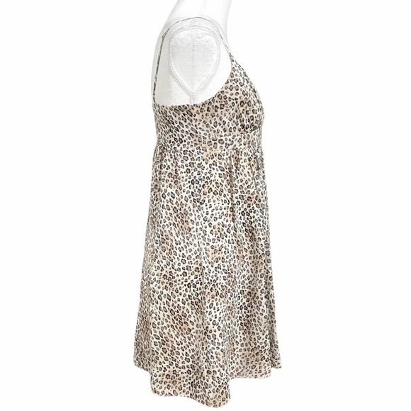 Bcbgmaxazria 100% SILK LEOPARD PRINT SPAGHETTI STRAPS EMPIRE WAIST MINI DRESS - Picture 2 of 12
